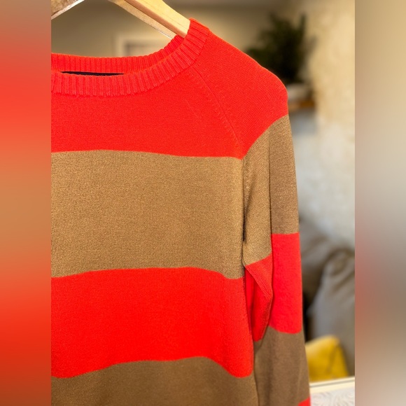 French Connection Sweater - Bright Orange & Tan - M - Picture 10 of 13